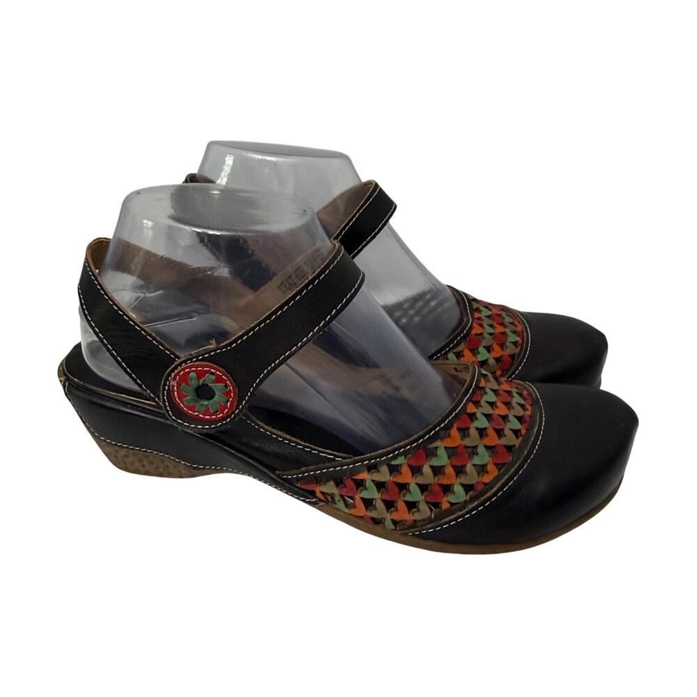 L’Artiste Amour Sandals Womens Size 8.5 Mary Jane Leather Wedge Shoes 39